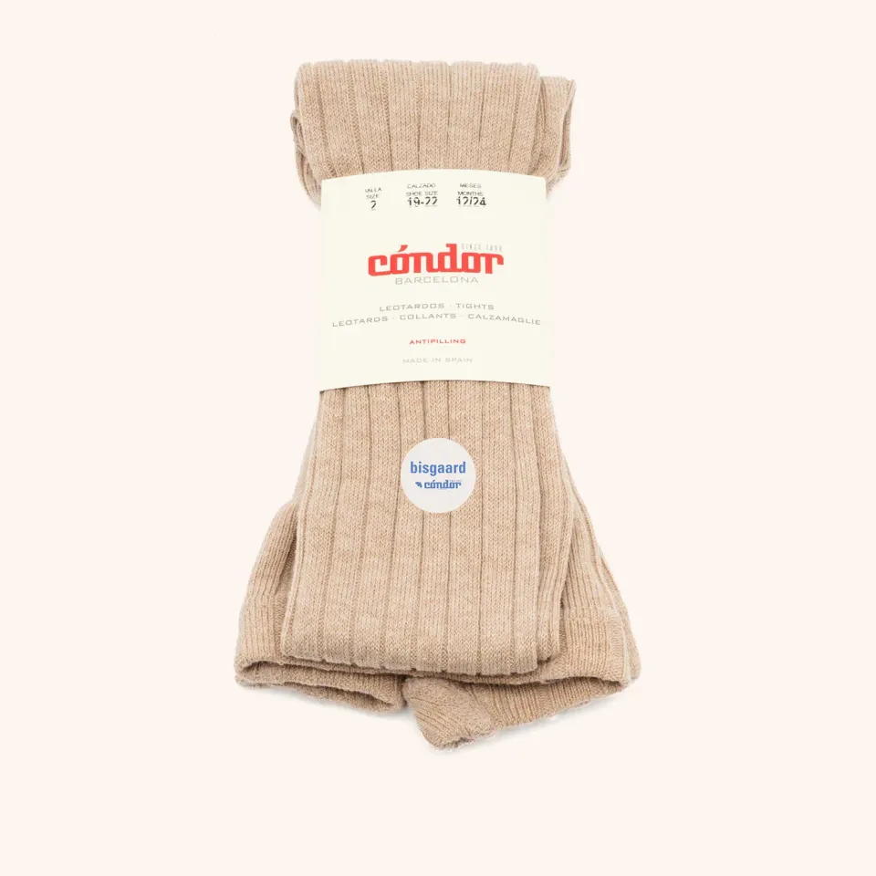 Bisgaard x Cóndor strømpebukser cotton rib turron
