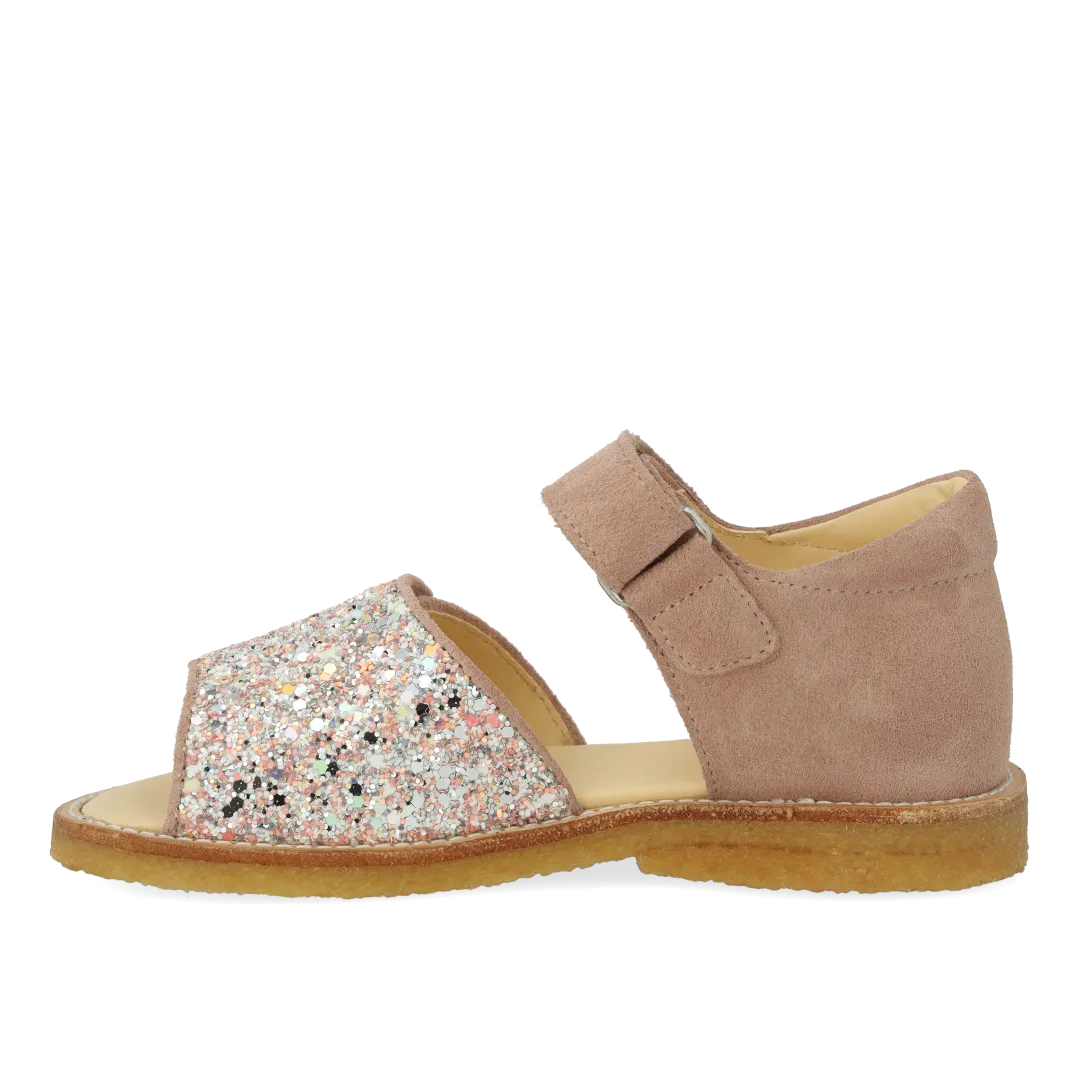 Angulus sandal glitterdetalje åben tå ruskind