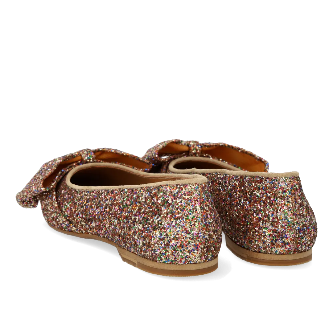 Angulus Sløjfeballerina funklende glitter damesko