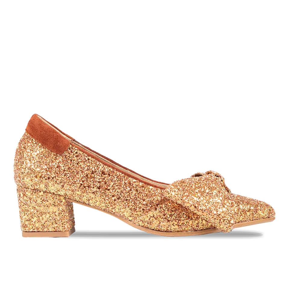 Angulus Sløjfe pump i funklende glitter pumps dame 5 cm hæl