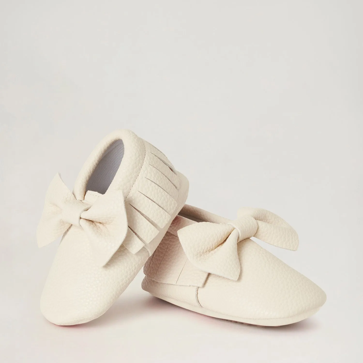 BabyMocs Bow Mocs barfodssko off white blød sål
