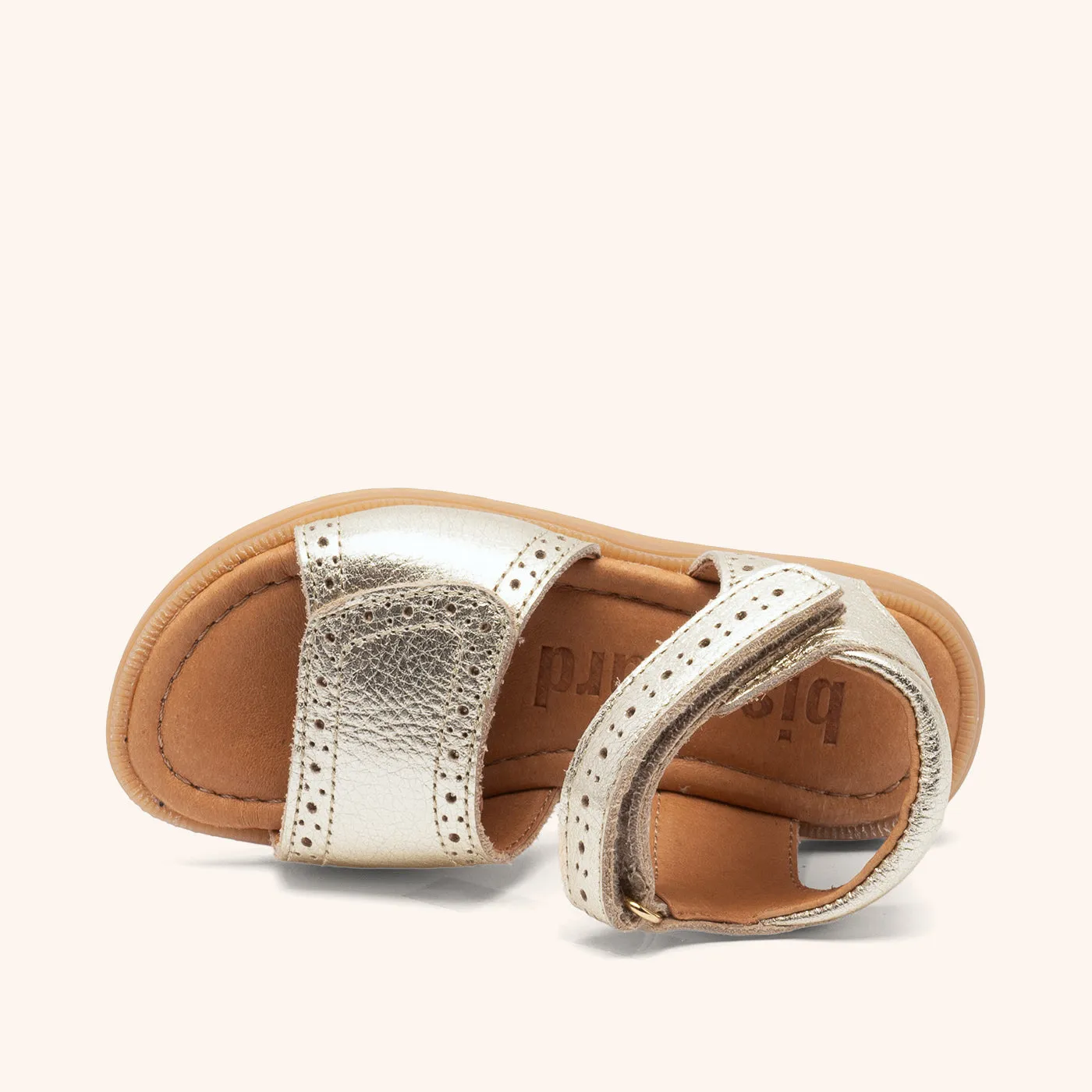 Bisgaard Andrea sandal guld læder velcro str. 22-36