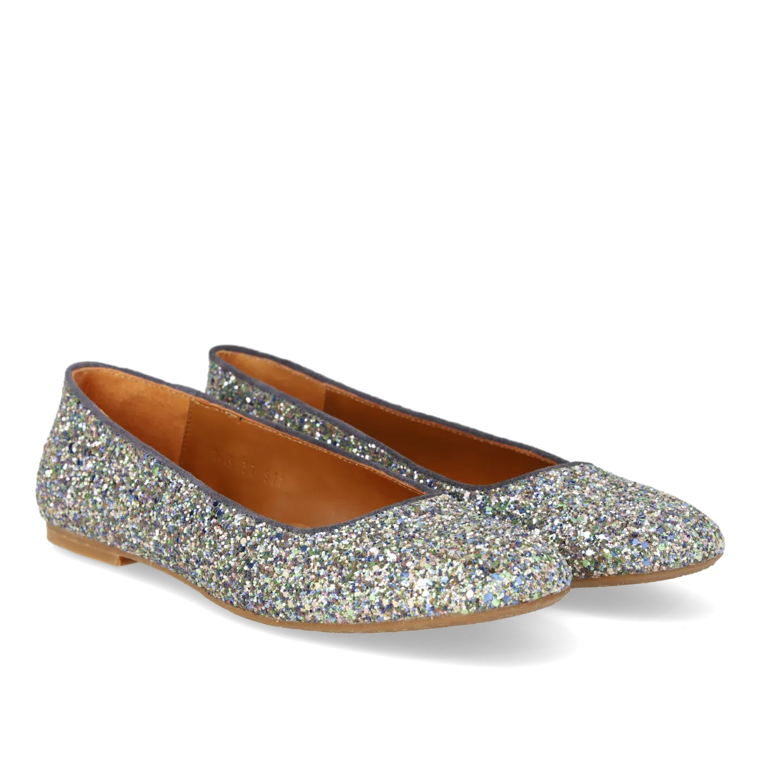 Angulus glitter ballerina til damer med ruskindskant