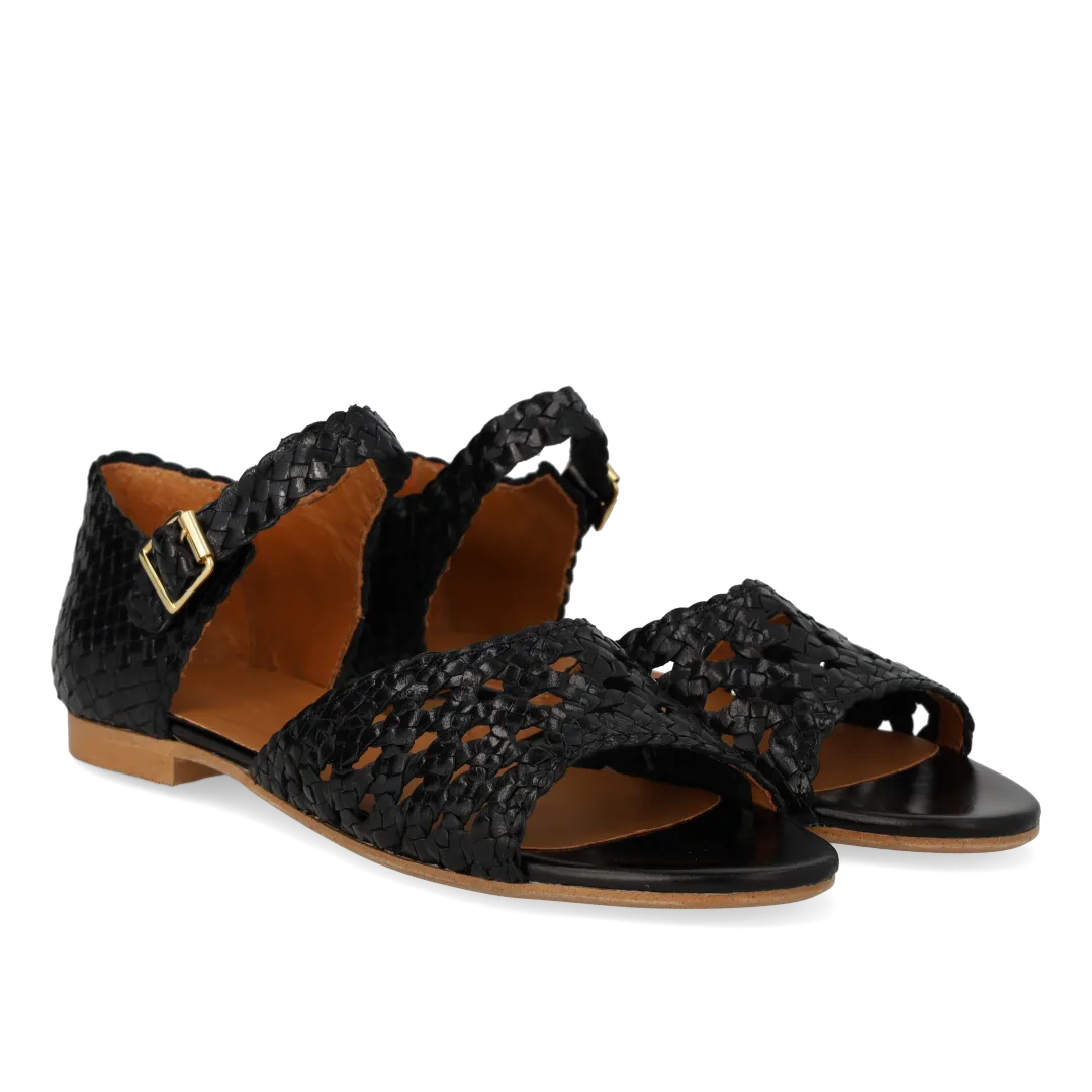 Angulus Håndflettet sandal med hulmønster detalje lædersandal