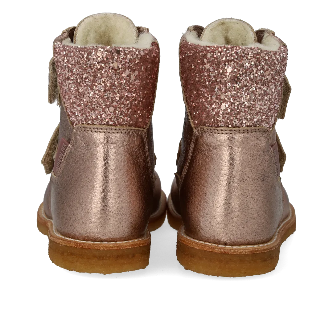 Angulus TEX vinterstøvle læder med glitter velcro