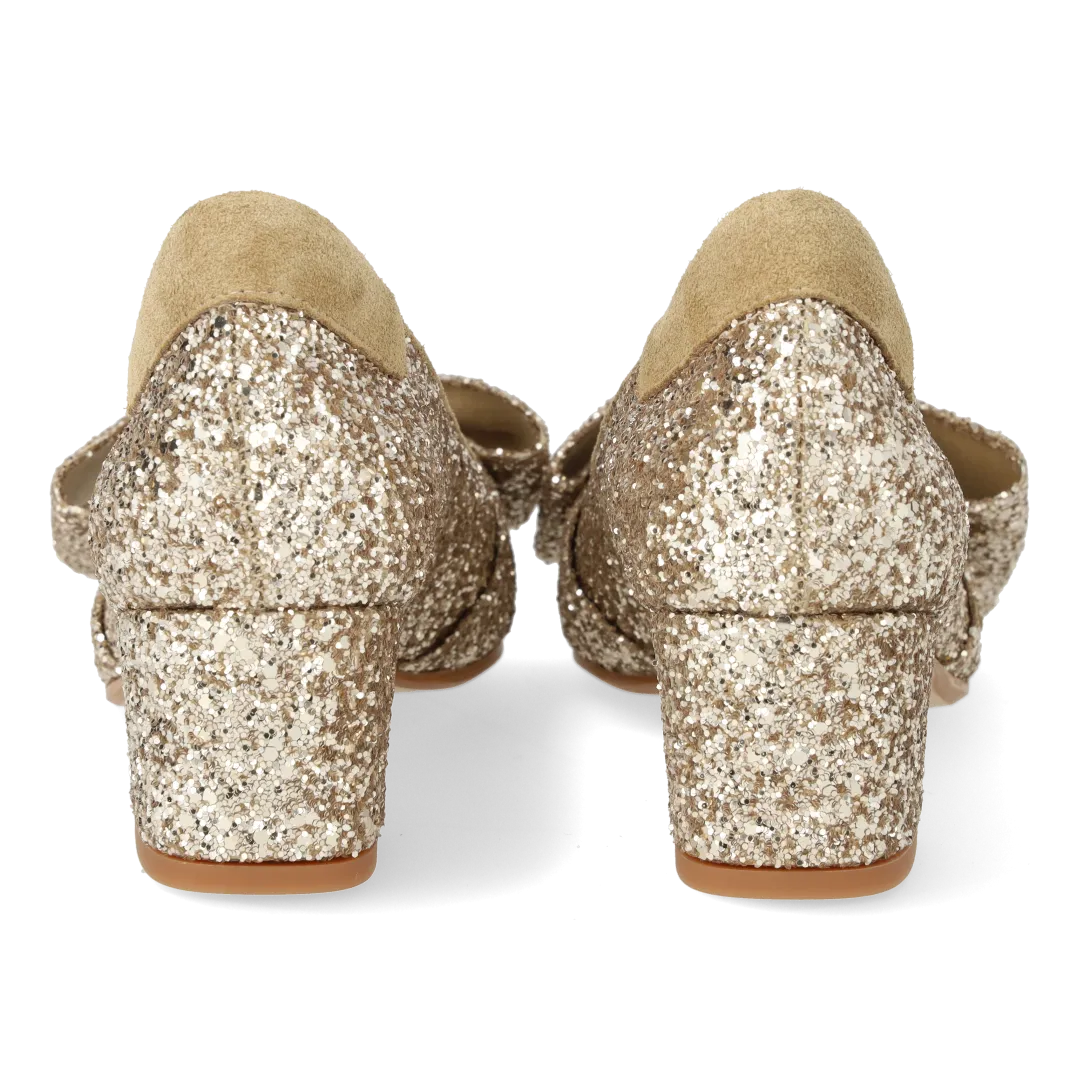 Angulus Sløjfe pump glitter pumps blokhæl