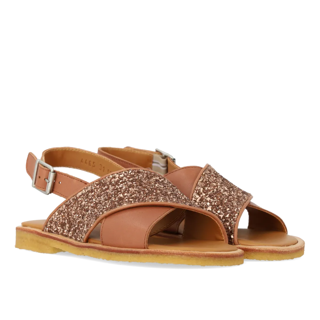 Angulus krydssandal glitter børnesandal læder