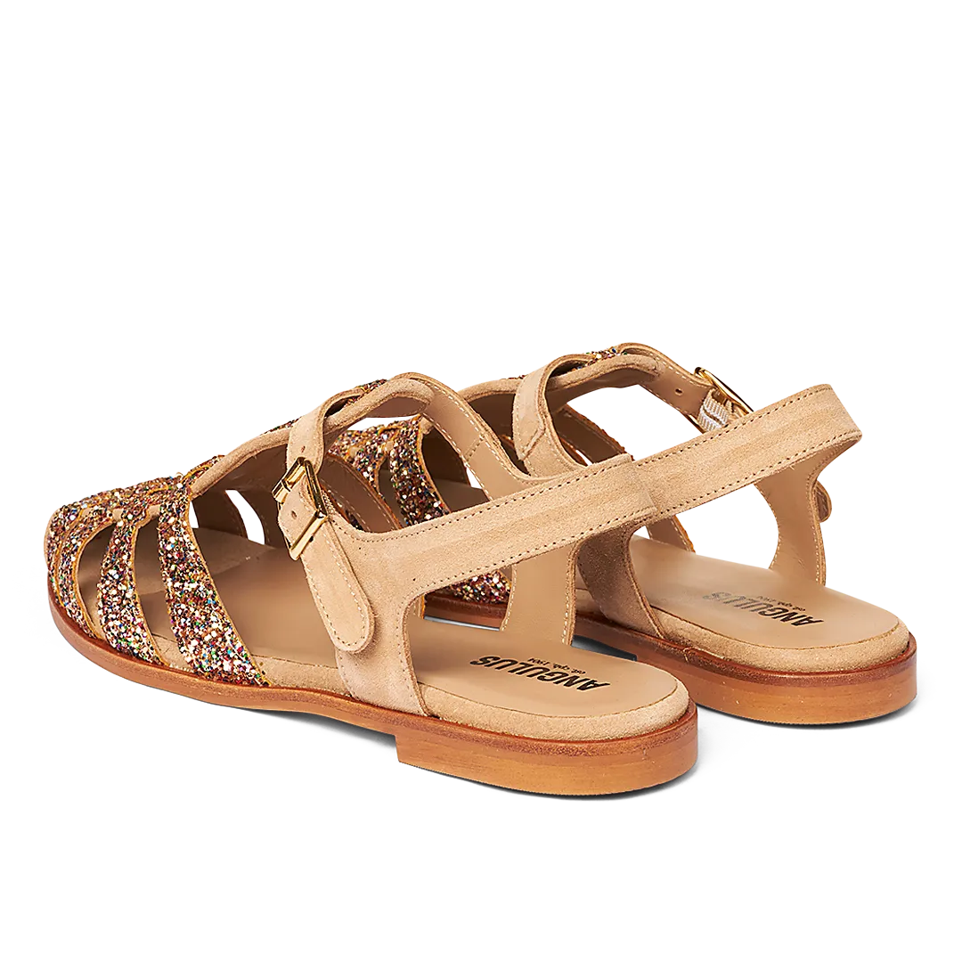 Angulus Fisherman sandal glitter dame guldspænde