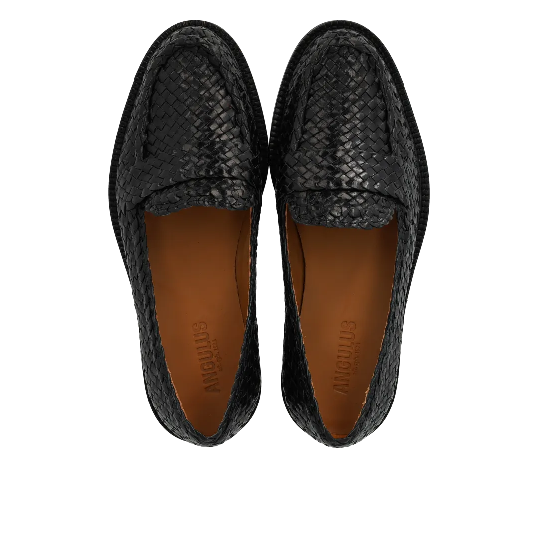 Angulus Penny loafer håndflettet læder