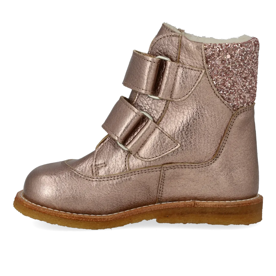 Angulus TEX vinterstøvle læder med glitter velcro