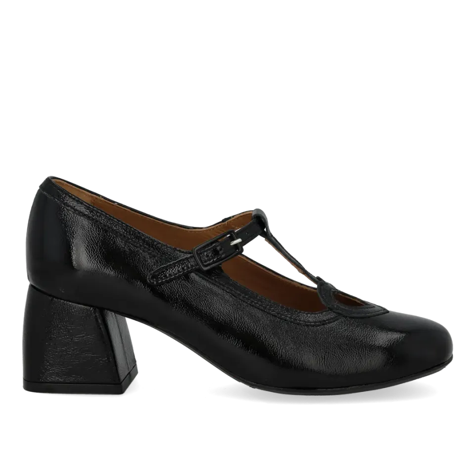 Angulus Mary Jane pump krøllak hjerte 5 cm hæl