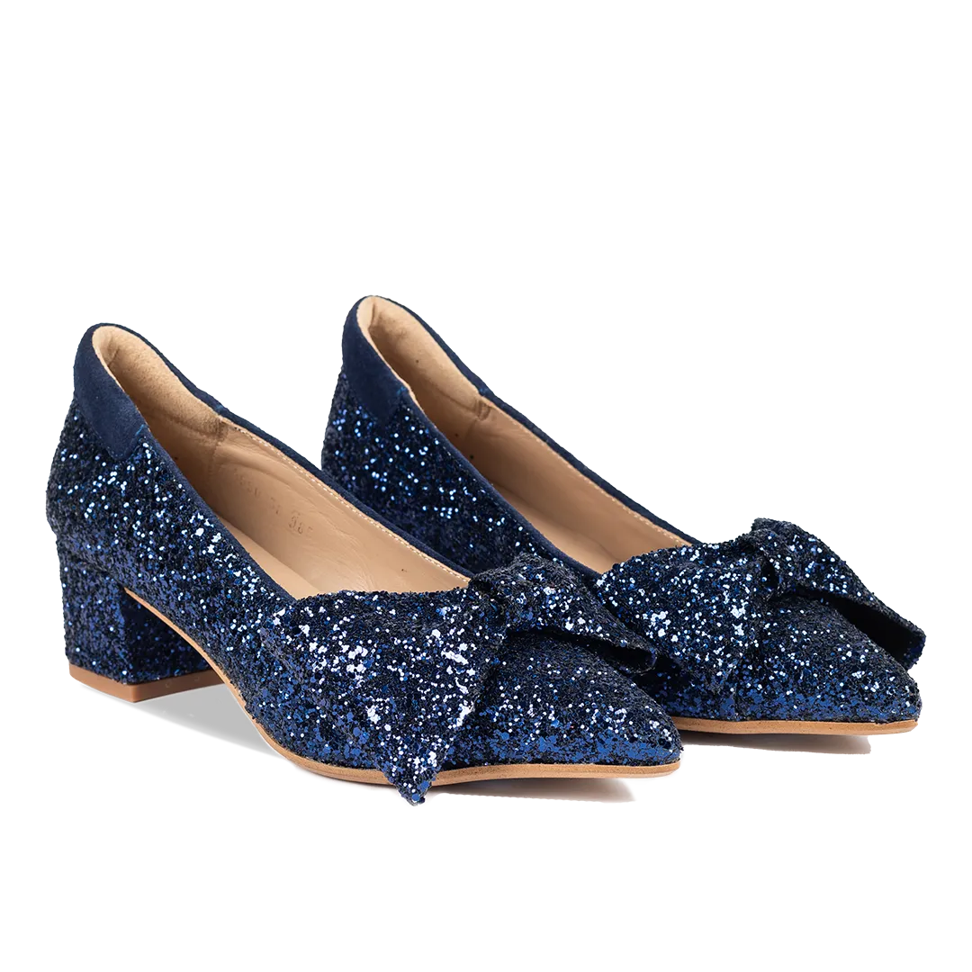 Angulus sløjfe pump glitter festpumps spids