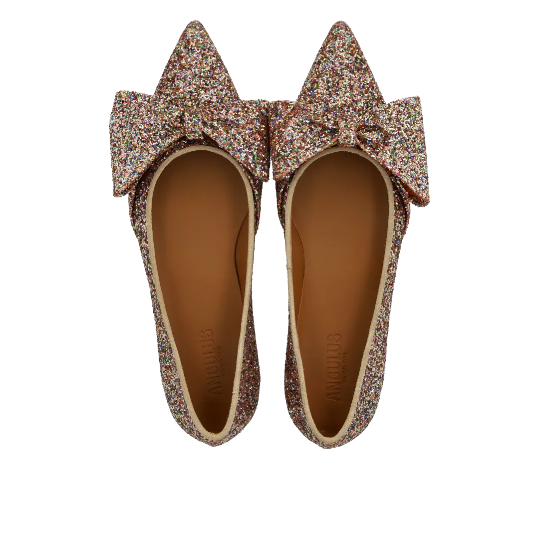 Angulus Sløjfeballerina funklende glitter damesko