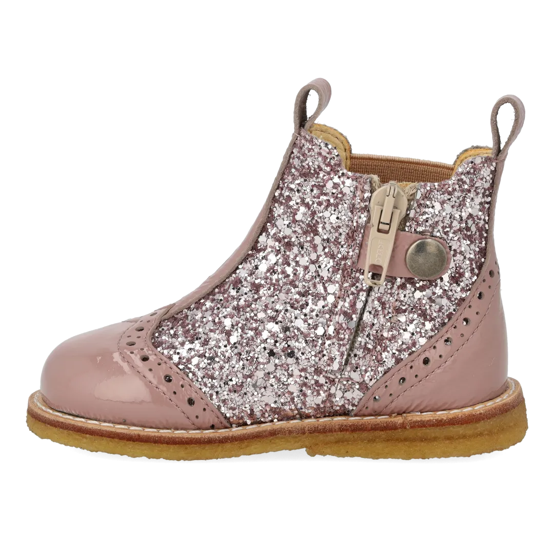 Angulus Chelsea støvle glitter brogue børn lynlås