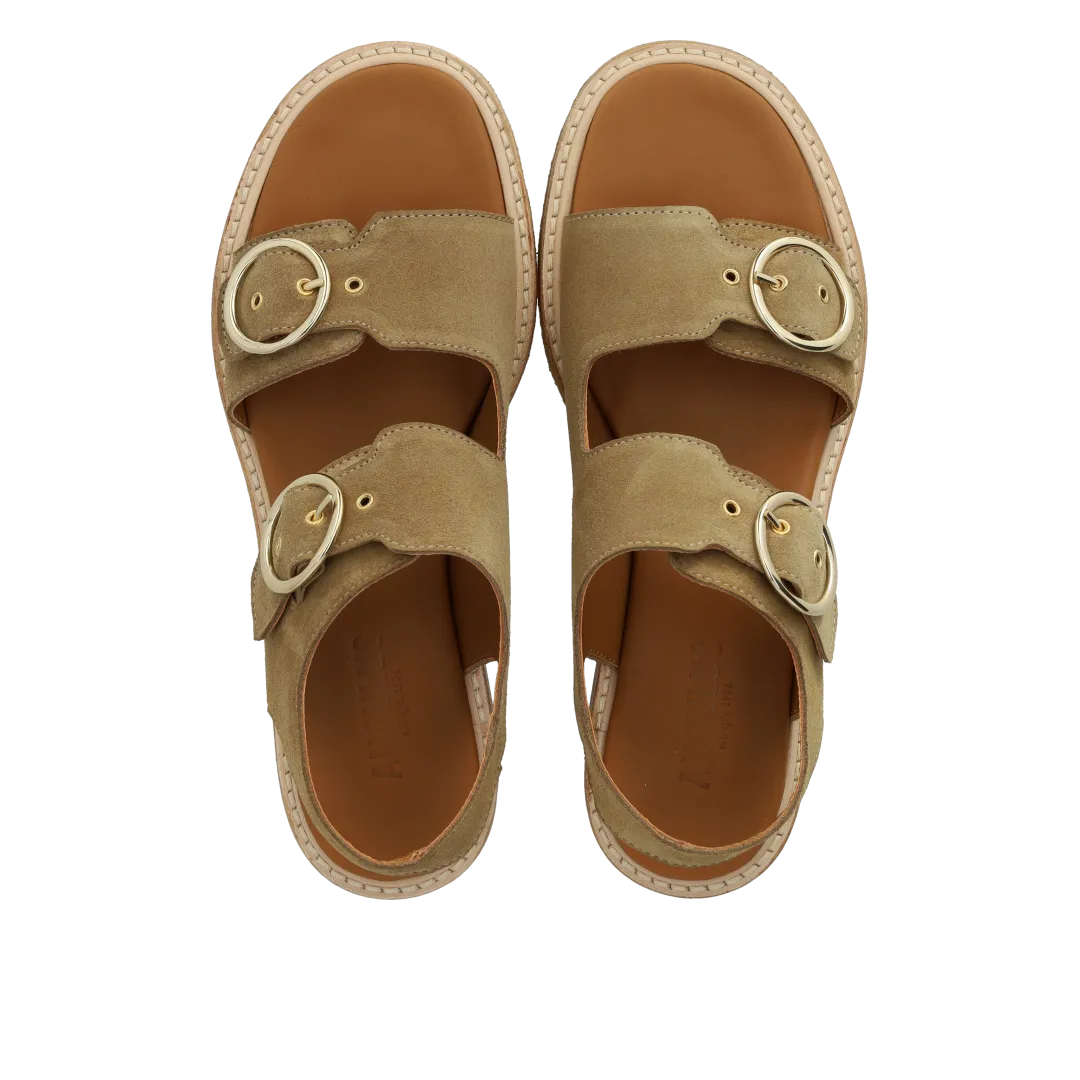 Angulus Sandal lædersandal med guldspænde