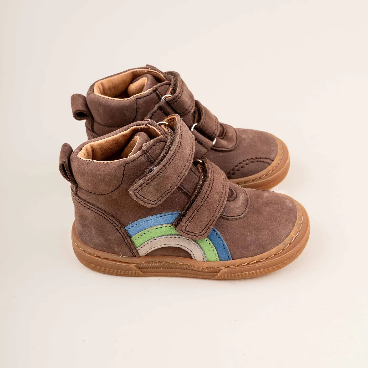 Bisgaard Rainbow sneaker dark brown velcro regnbue