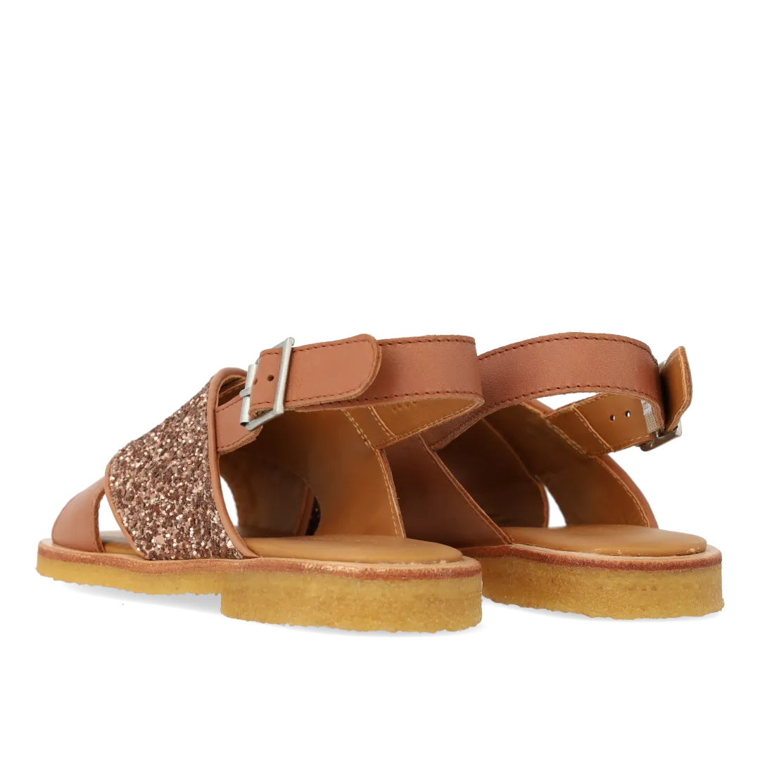 Angulus krydssandal glitter børnesandal læder
