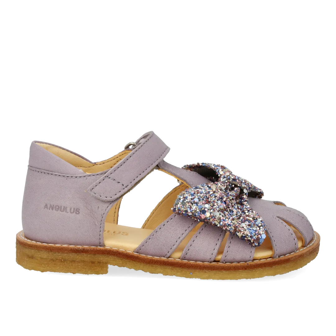 Angulus Begynder sandal med glittersløjfe og velcro