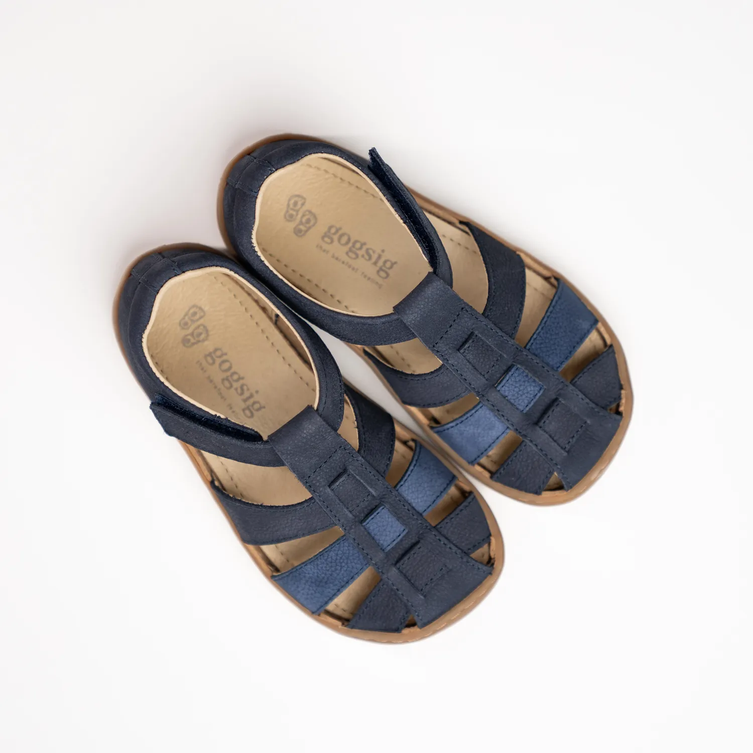 Gogsig Laura barfodssandal Royal Blue børn læder