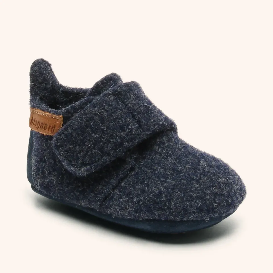 Bisgaard Baby Wool hjemmesko blå i uld