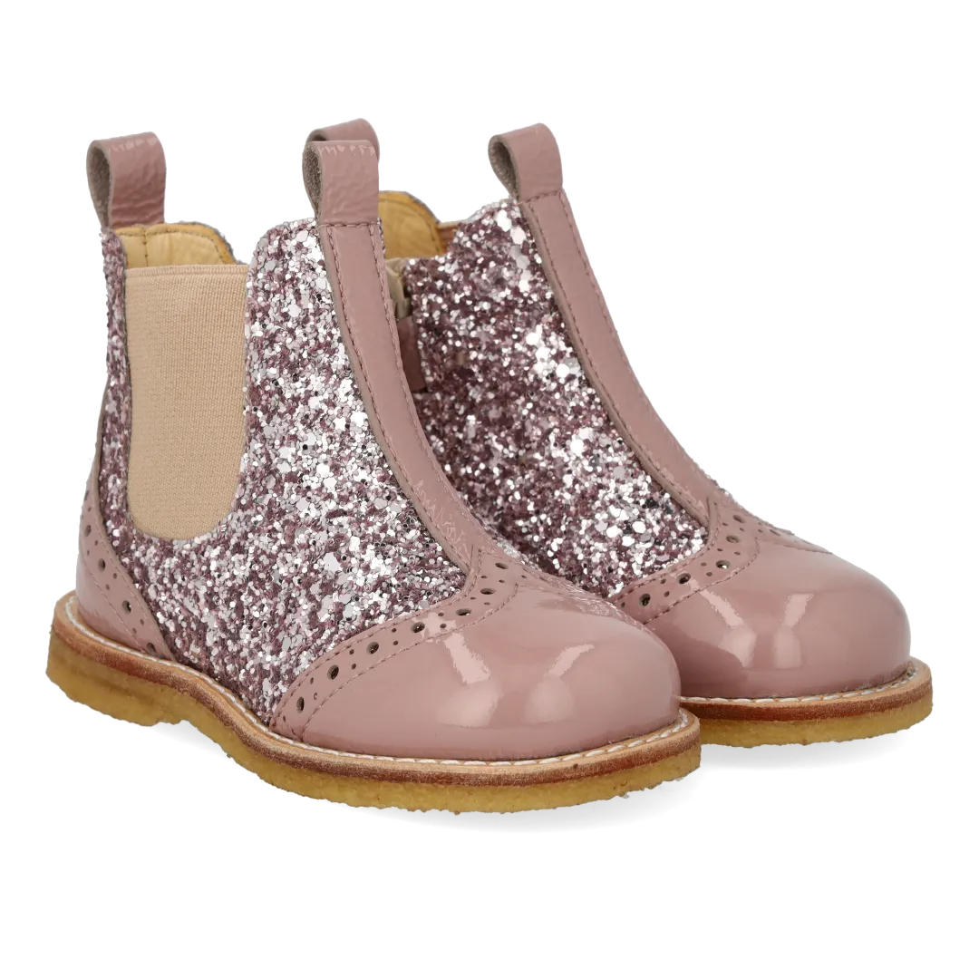 Angulus Chelsea støvle glitter brogue børn lynlås