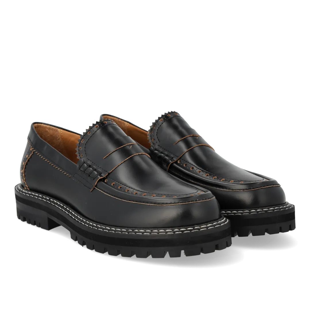 Angulus Chunky Penny loafer skind sort brogue