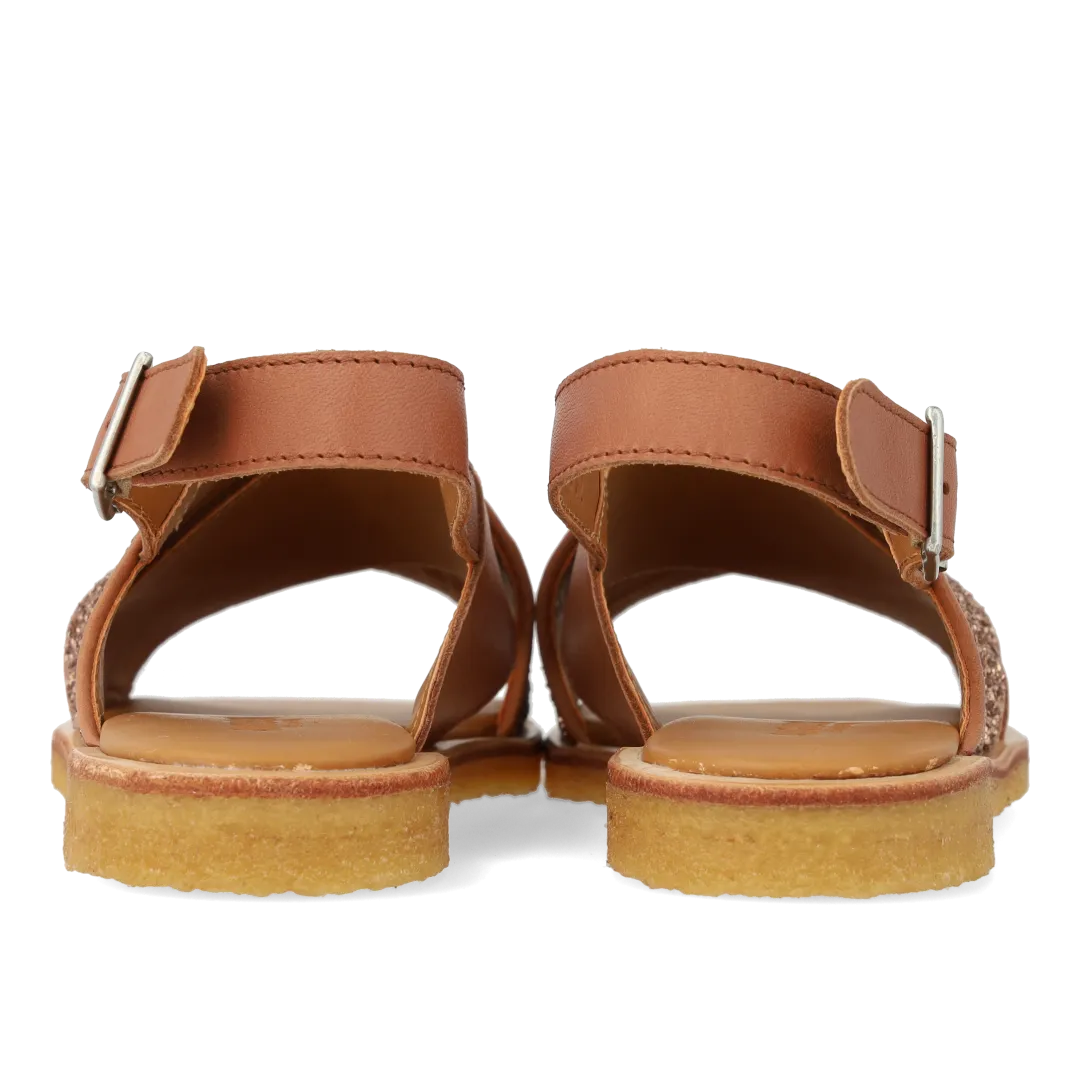 Angulus krydssandal glitter børnesandal læder