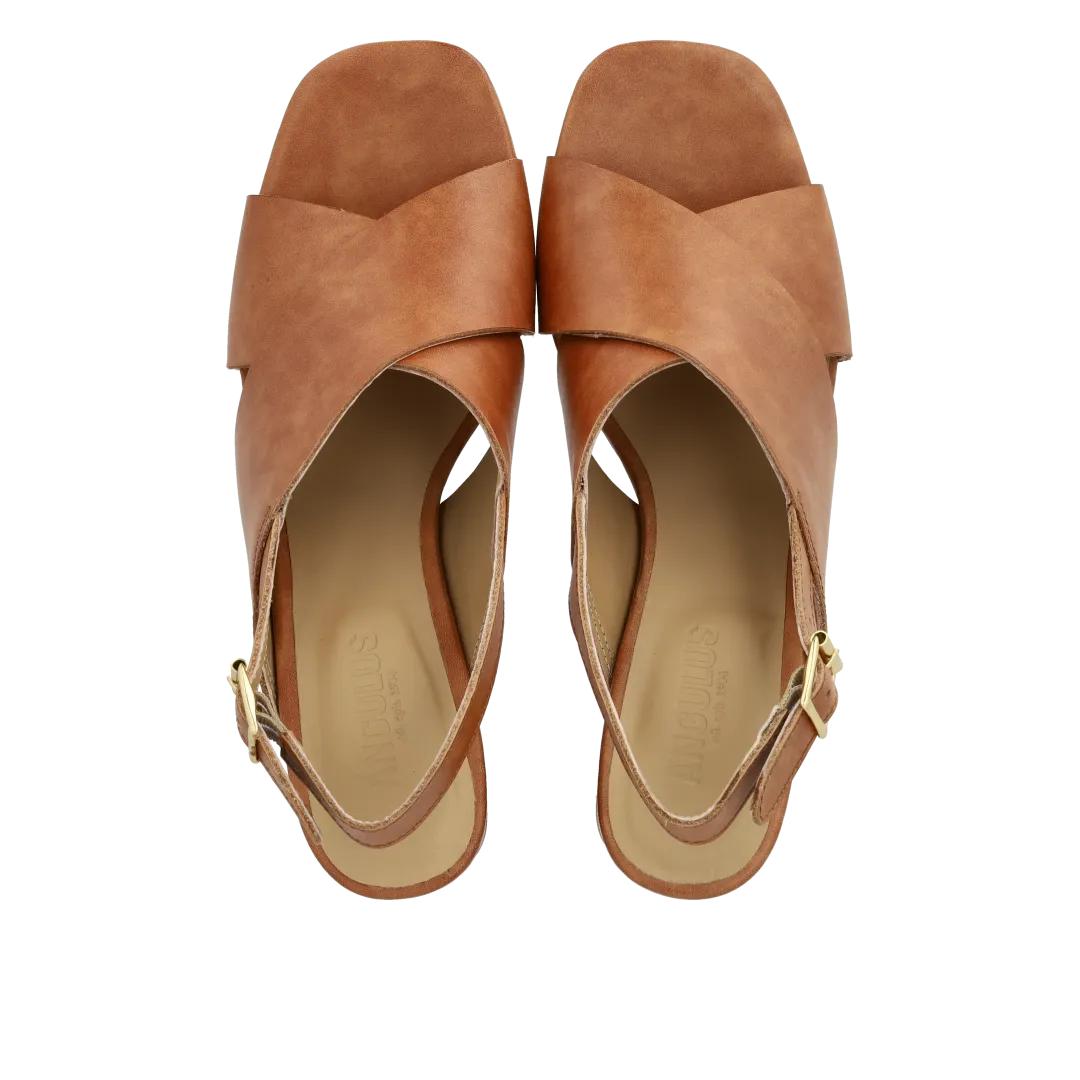 Angulus Sandal krydssandal læder 6 cm blokhæl