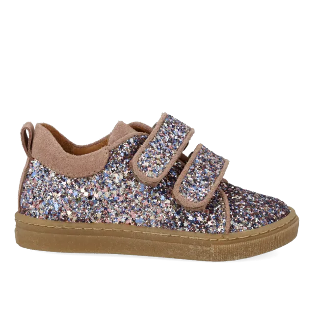 Angulus Glitter-sneaker ruskind børnesneaker velcro