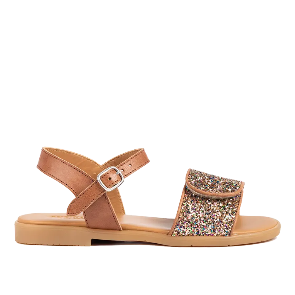 Angulus Glittersandal med spænde og velcro