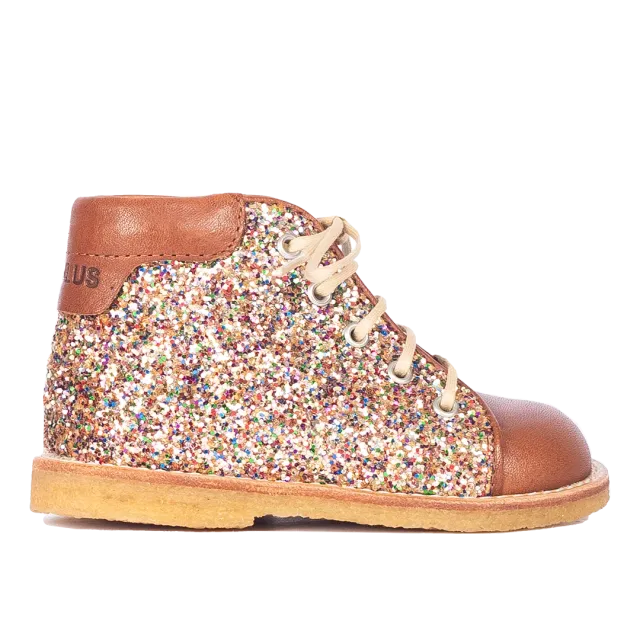 Angulus Klassisk begynder snøresko glitter børnesko 20-25