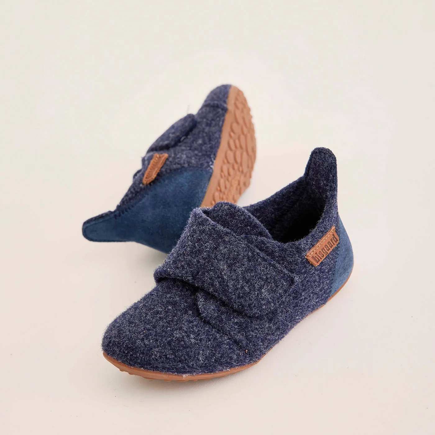Bisgaard Casual Wool hjemmesko blå uld filt