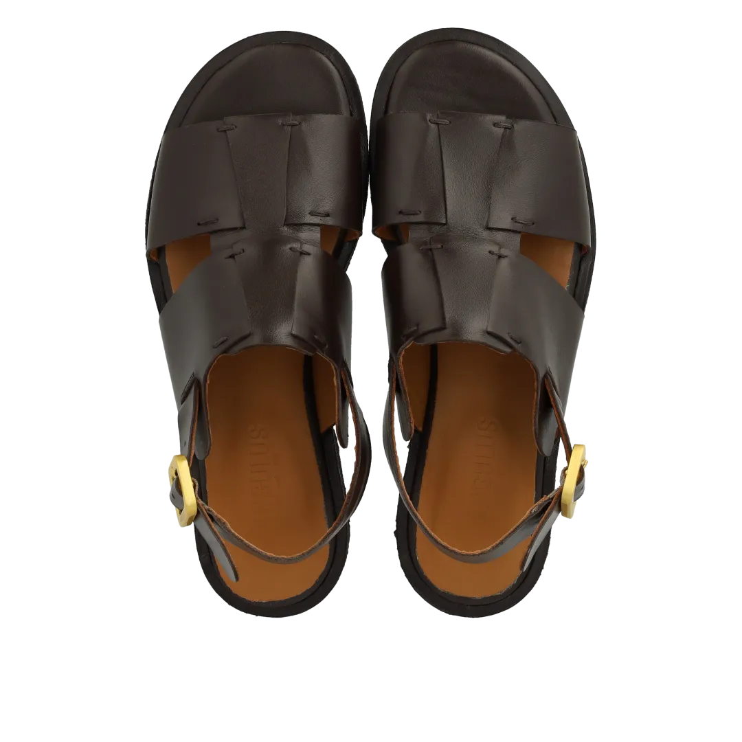 Angulus Remsandal med stikningsdetaljer sandal dame læder