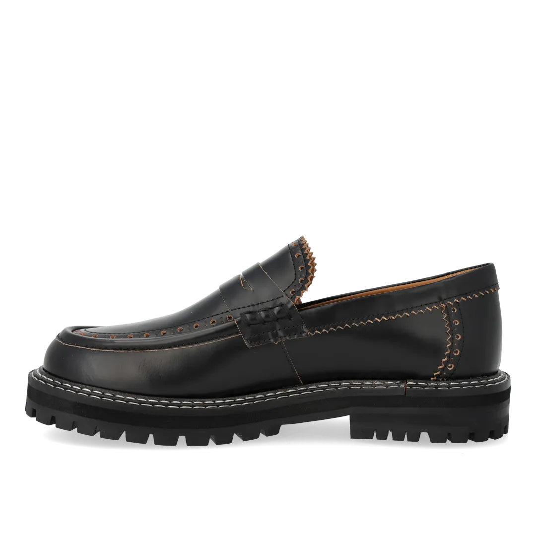 Angulus Chunky Penny loafer skind sort brogue