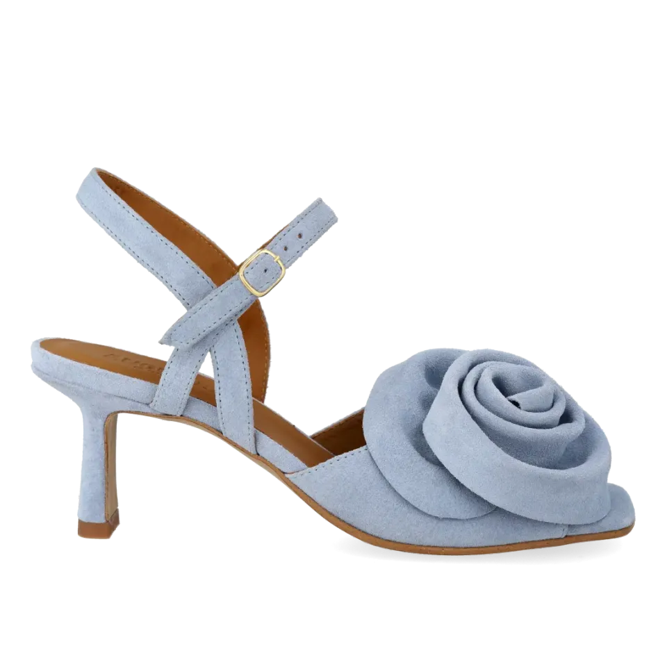 Angulus Højhælet sandal med rose i ruskind