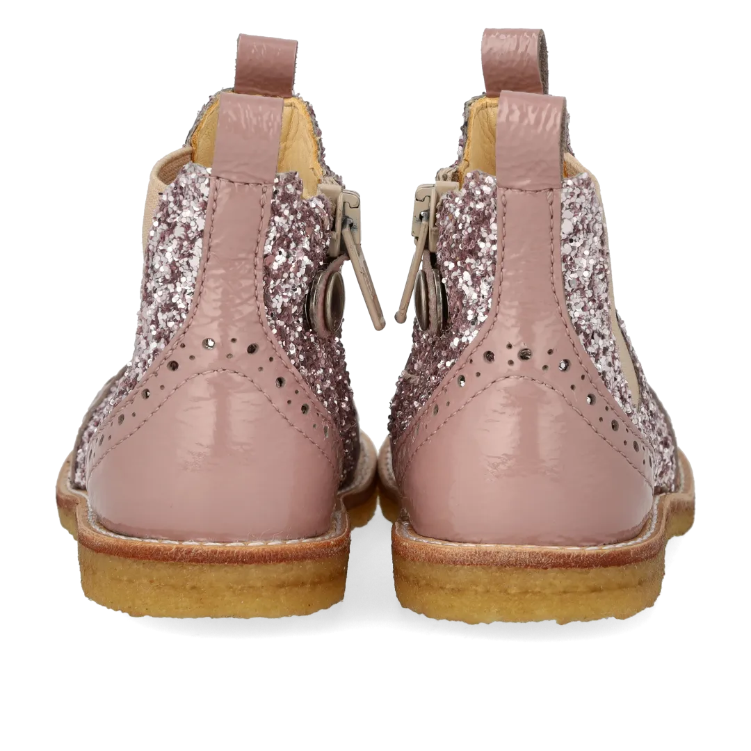 Angulus Chelsea støvle glitter brogue børn lynlås