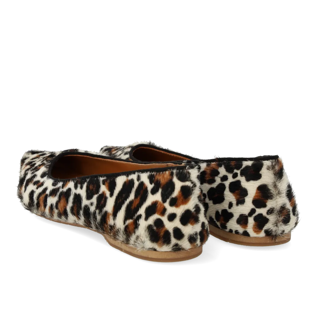 Angulus spids ballerina pony-pels leopard ballerinasko