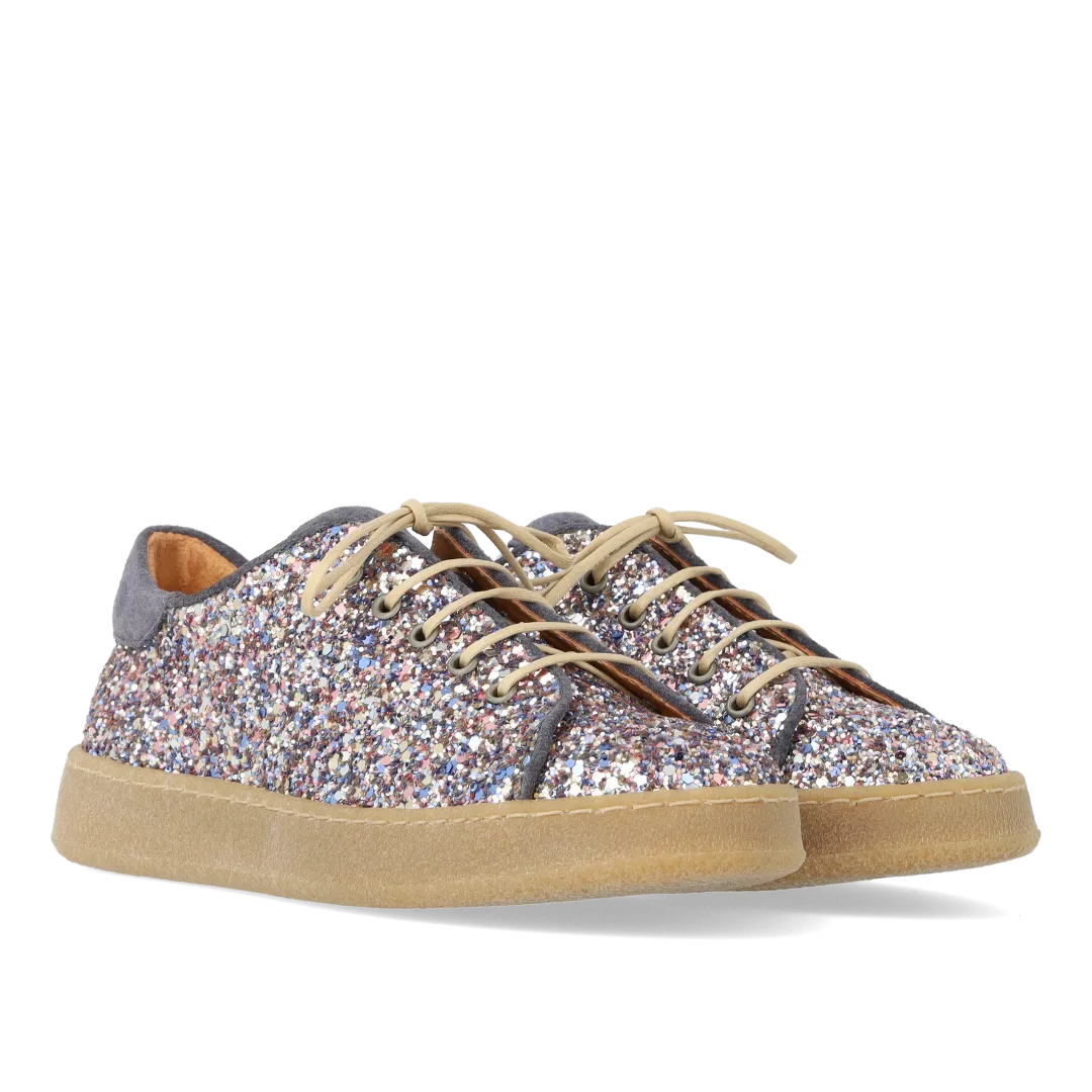 Angulus Sneaker glitter børnesneakers snøre læder