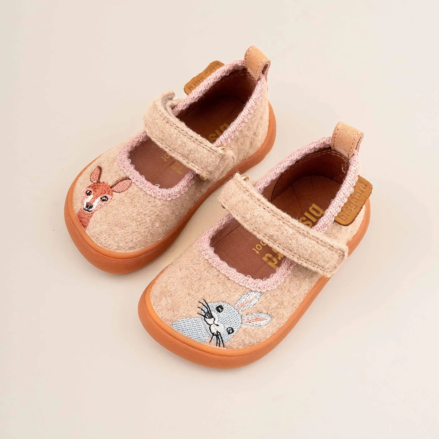 Bisgaard Ballet barefoot hjemmesko beige broderi
