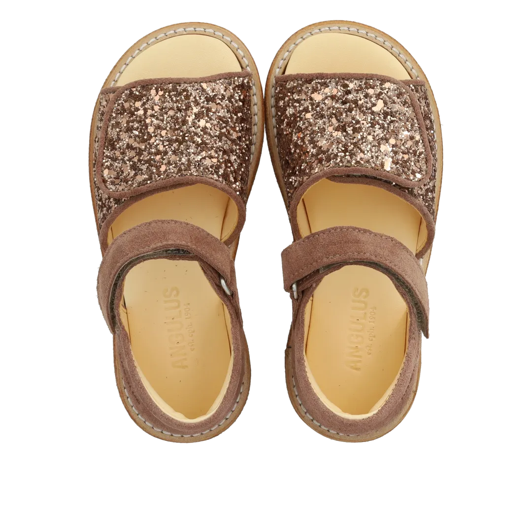 Angulus Sandal med funklende glitterdetalje børnesandal ruskind