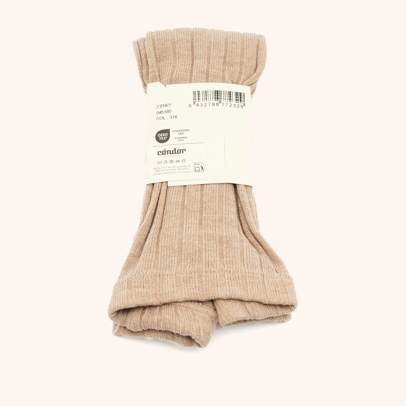 Bisgaard x Cóndor strømpebukser cotton rib turron