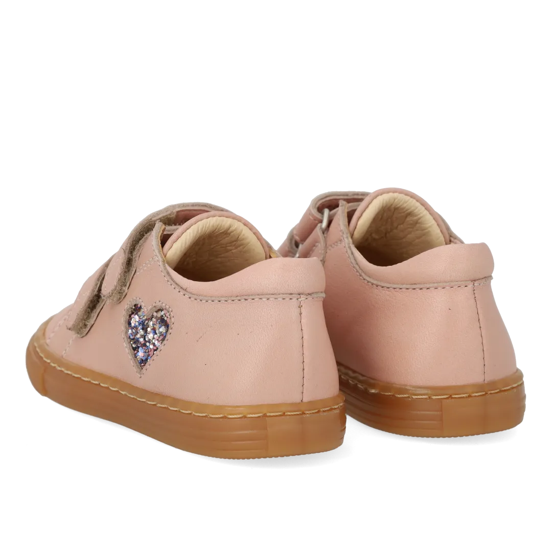 Angulus Begynder sneaker glitterhjerte velcro str 20-25