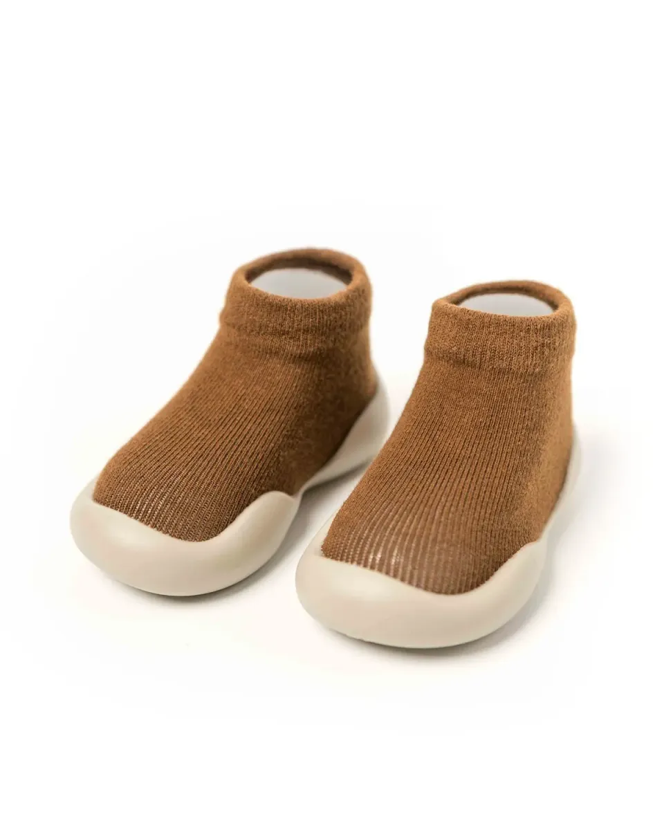 Minifus Neutral Begyndersko Barfodssko Brun silikonsål