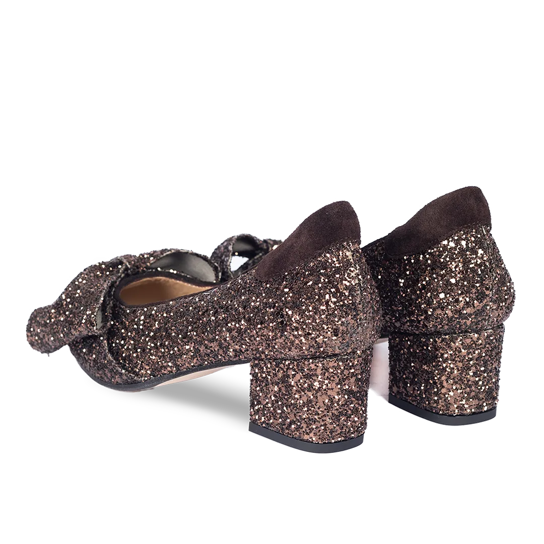 Angulus Sløjfe pump glitter festpump 5 cm hæl