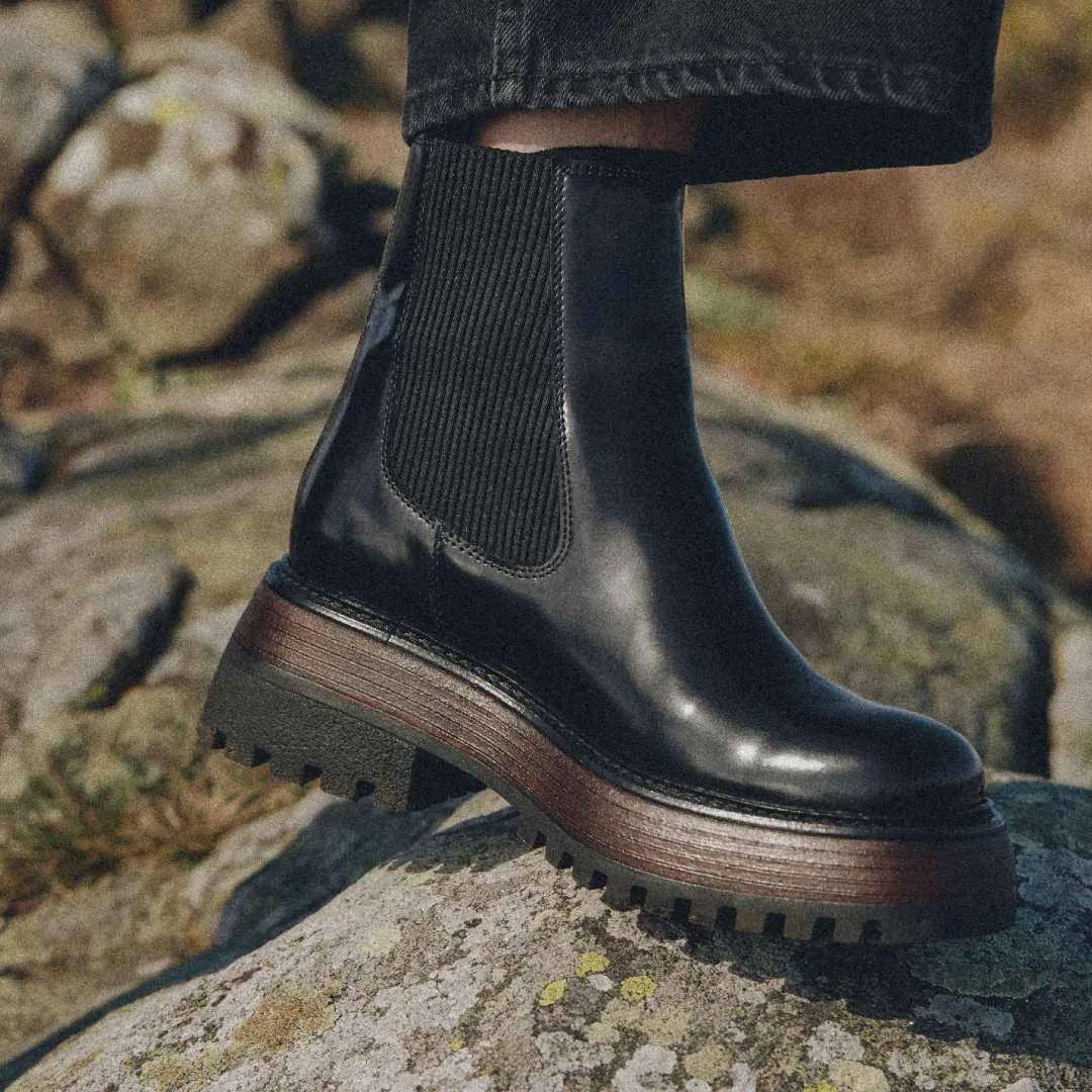 Angulus Platform Chelsea støvle dame chunky sort