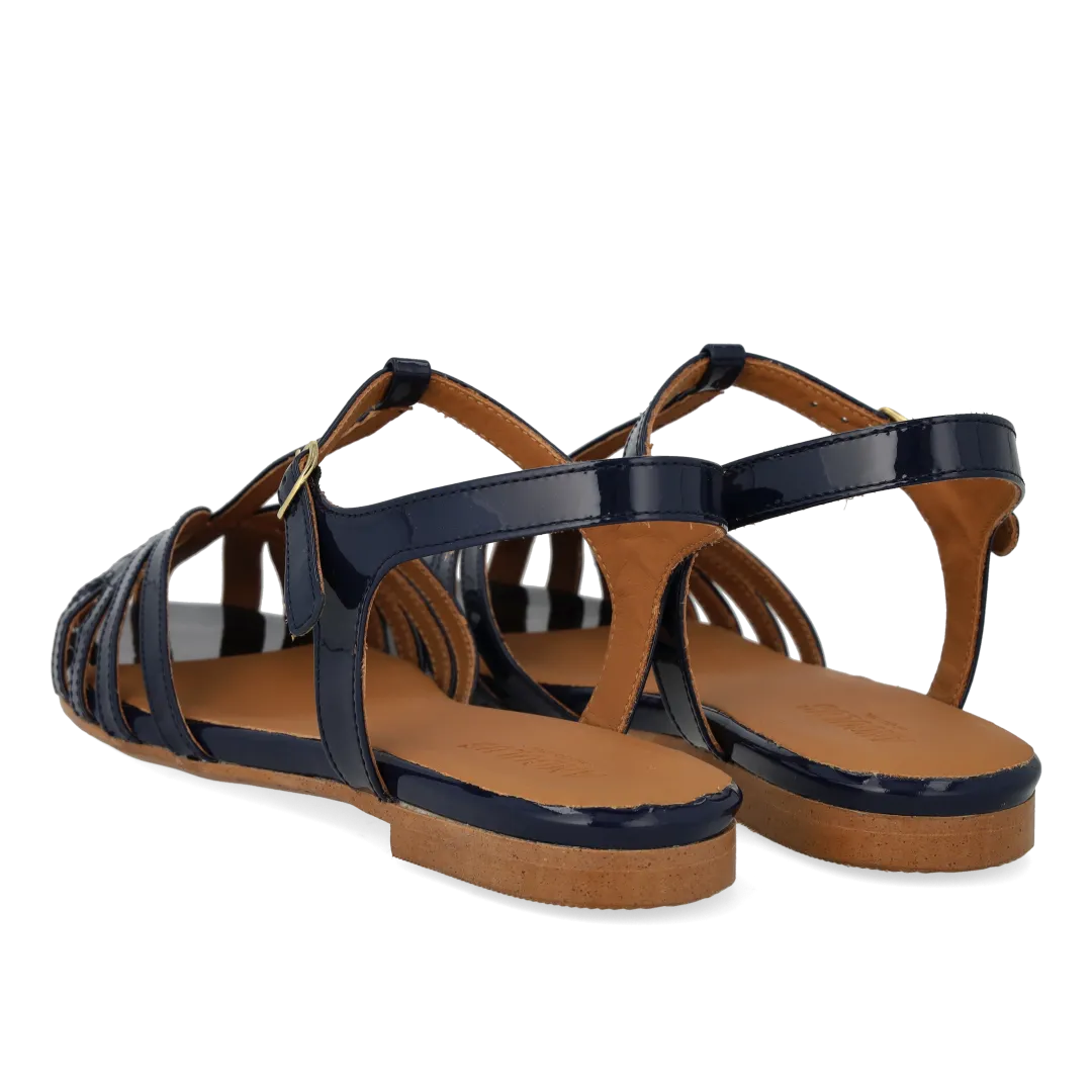 Angulus flad sandal lædersandal T-strap spænde kromfri