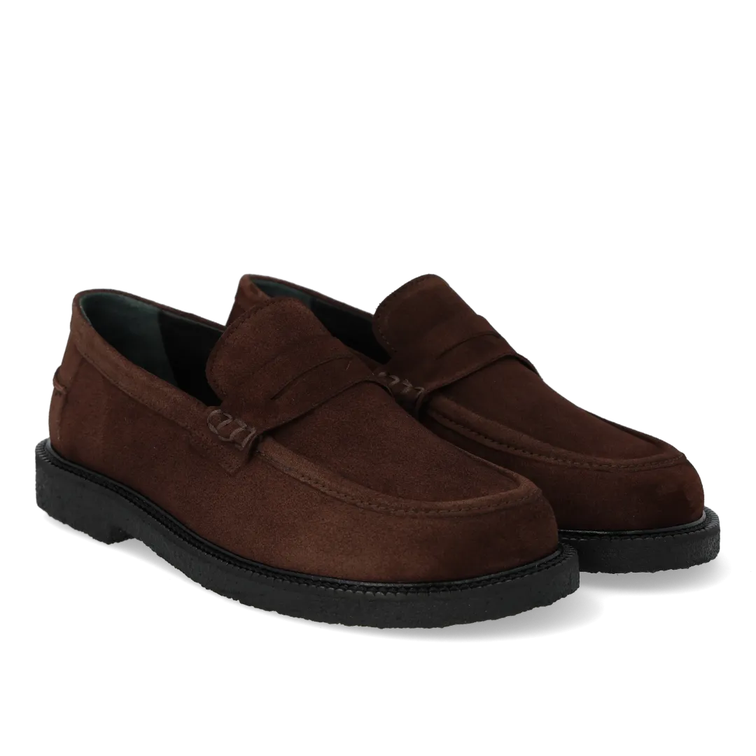 Angulus Loafer ruskindssko brun bred pasform