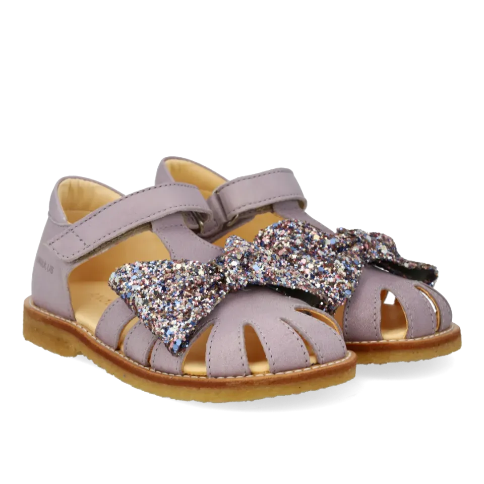 Angulus Begynder sandal med glittersløjfe og velcro