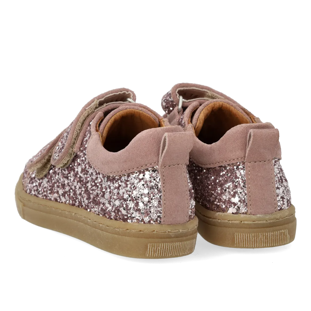 Angulus Glitter-sneaker ruskind børn velcro