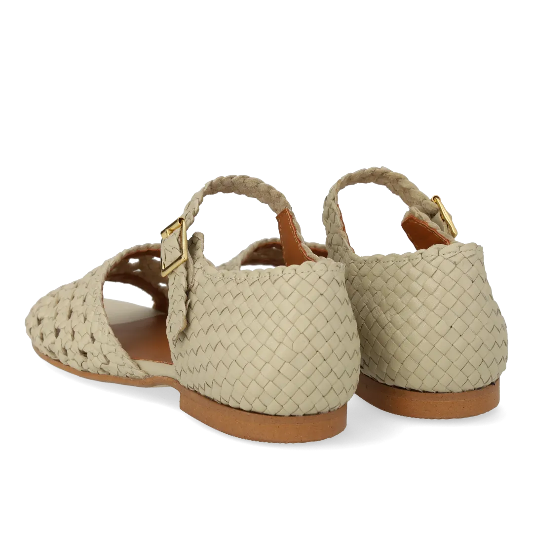 Angulus Håndflettet sandal damesandal læder ankelrem